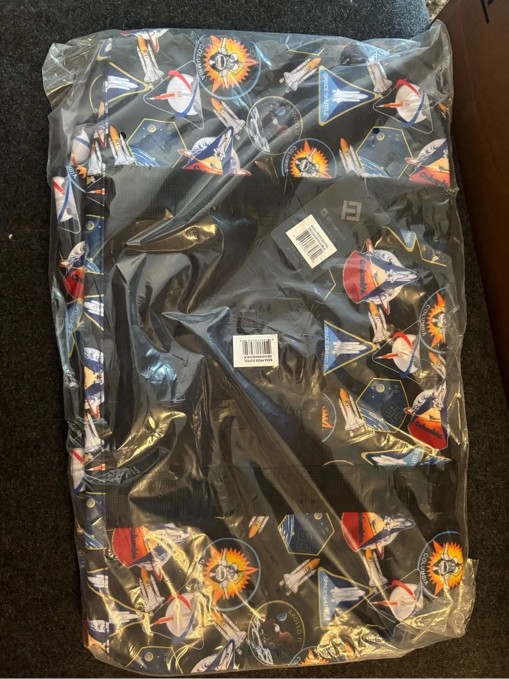 NASA Licensed Black Graphic Duffel Bag
